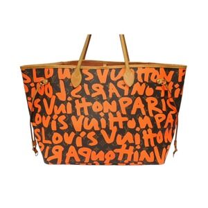 Louis Vuitton Stephen Graffiti Neverfull Handbag Orange Sprouse